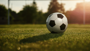 Banner _ Uma bola de futebol no campo - Psicologia no Esporte