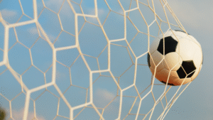 Banner _ Bola de futebol fazendo gol - Psicologia no Esporte