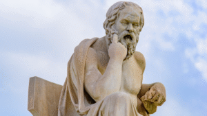 Banner _ Estátua de Sócrates pensando - Psicologia no Esporte